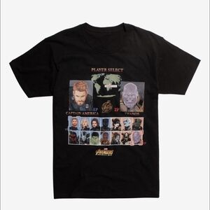 Marvel Avengers Infinity War T-Shirt Black S Retro Arcade Gaming Player Select